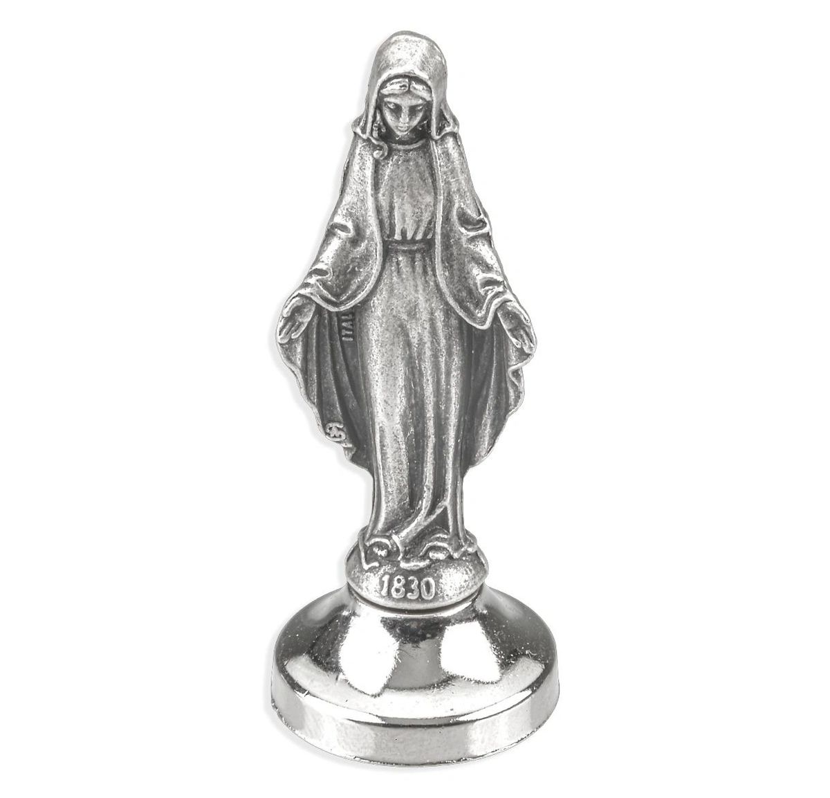 50 Piece, 2.5", Deluxe Our Lady of Grace 1830 Silver Catholic Statue. Statue is of the finest